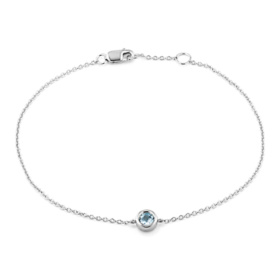 Bezel-Set Aquamarine Bracelet - Sterling Silver