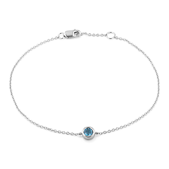 Bezel-Set Blue Topaz Bracelet - Sterling Silver