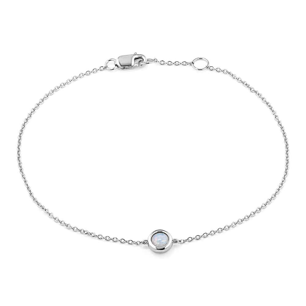 Bezel-Set Opal Bracelet - Sterling Silver