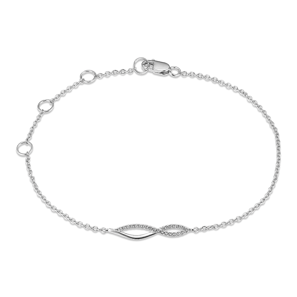 Infinity Diamond Bar Bracelet in Sterling Silver