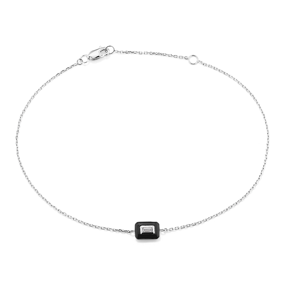 Baguette Sapphire & Black Enamel Bracelet