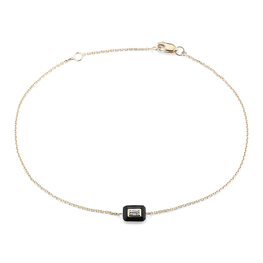 Baguette Sapphire & Black Enamel Bracelet