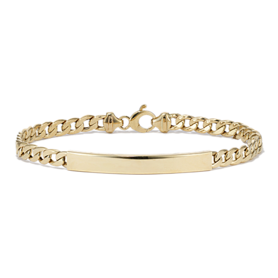 14K Yellow Gold Curb Chain Bar Bracelet