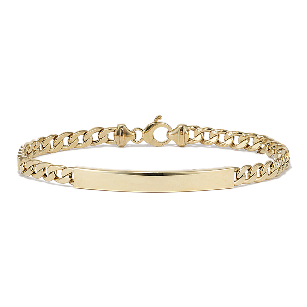 14K Yellow Gold Curb Chain Bar Bracelet