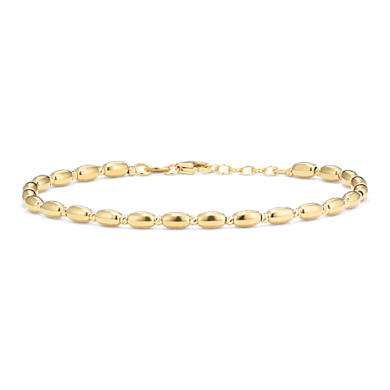 14K Yellow Gold Oval Bead Bracelet