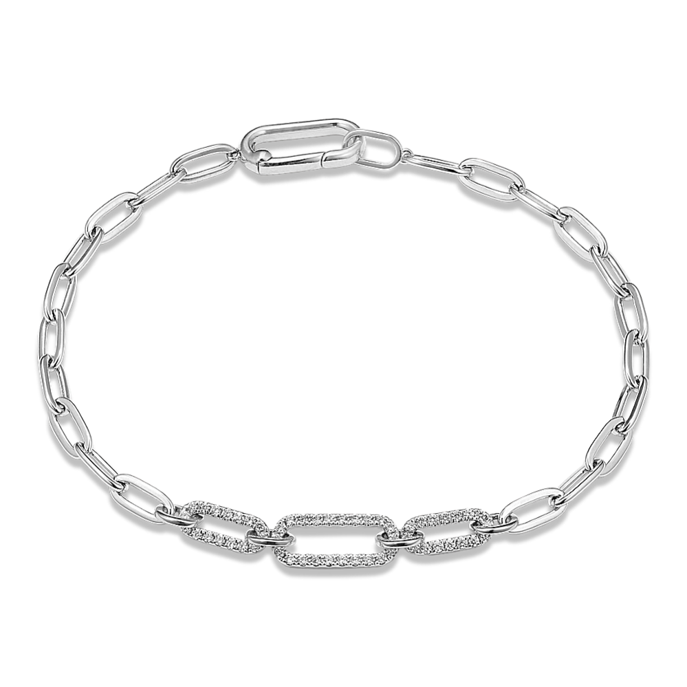 Triple-Diamond Paperclip Chain Bracelet