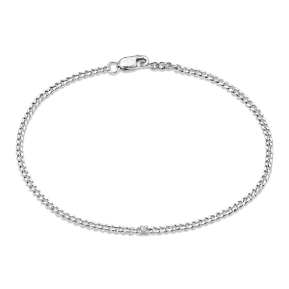 Diamond Accent Curb Chain Bracelet