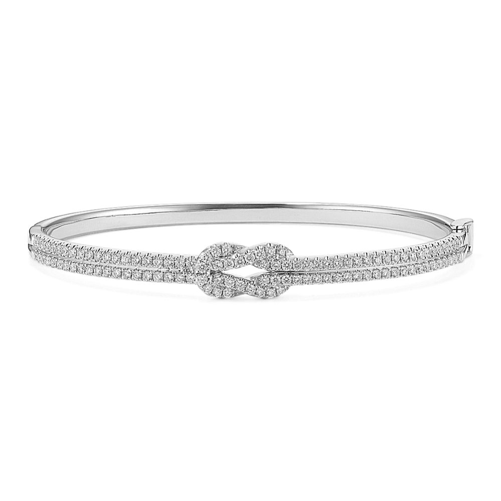 Knotted Diamond Pave Bangle Bracelet