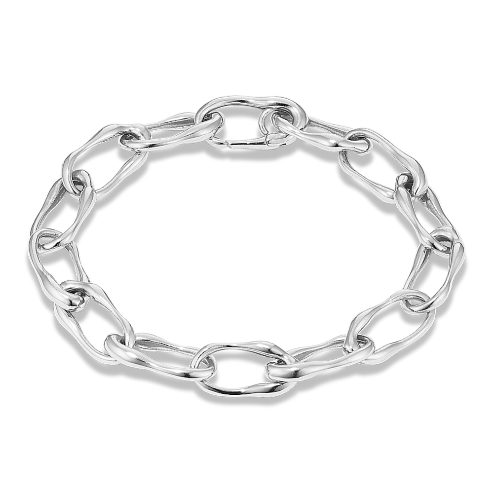 Curvy Sterling Silver Chain Bracelet | Shane Co.