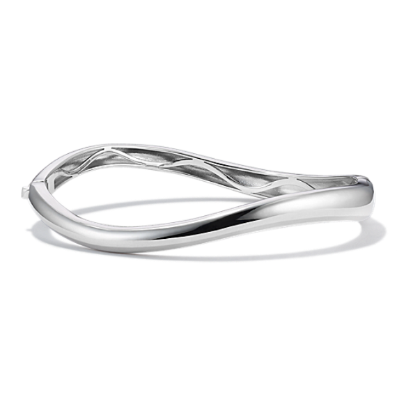 Wavy 14K White Gold Bangle Bracelet