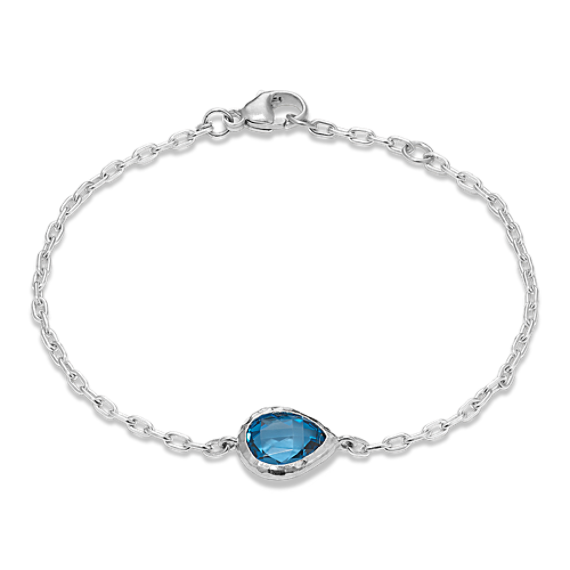 Cross-Faceted Blue Topaz Bracelet (Pear)