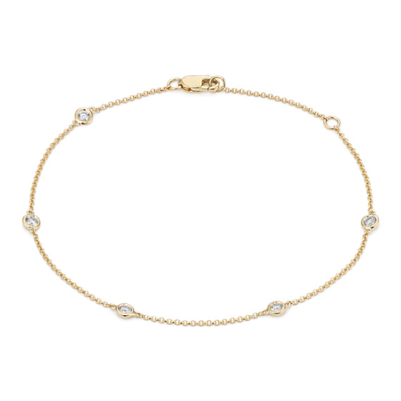 Shane Co. 1/4 tcw Lab-Grown Diamond Station Bracelet, Yellow Gold