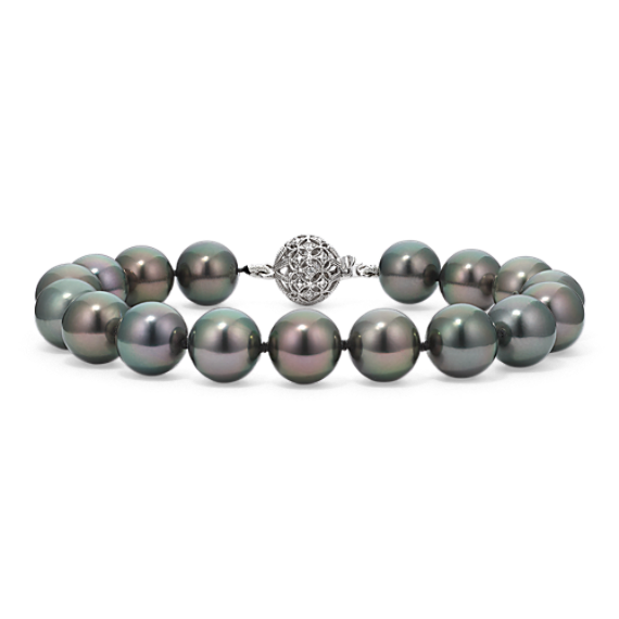 9mm Cultured Tahitian Pearl & Diamond Bracelet