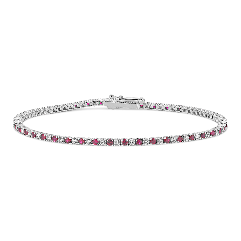 1.20 tcw Ruby & Diamond Tennis Bracelet