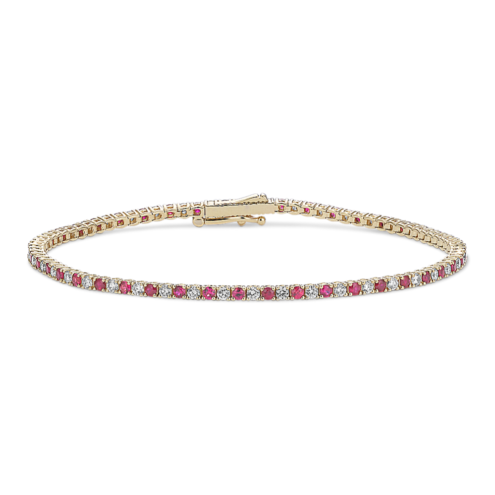 1.20 tcw Ruby & Diamond Tennis Bracelet
