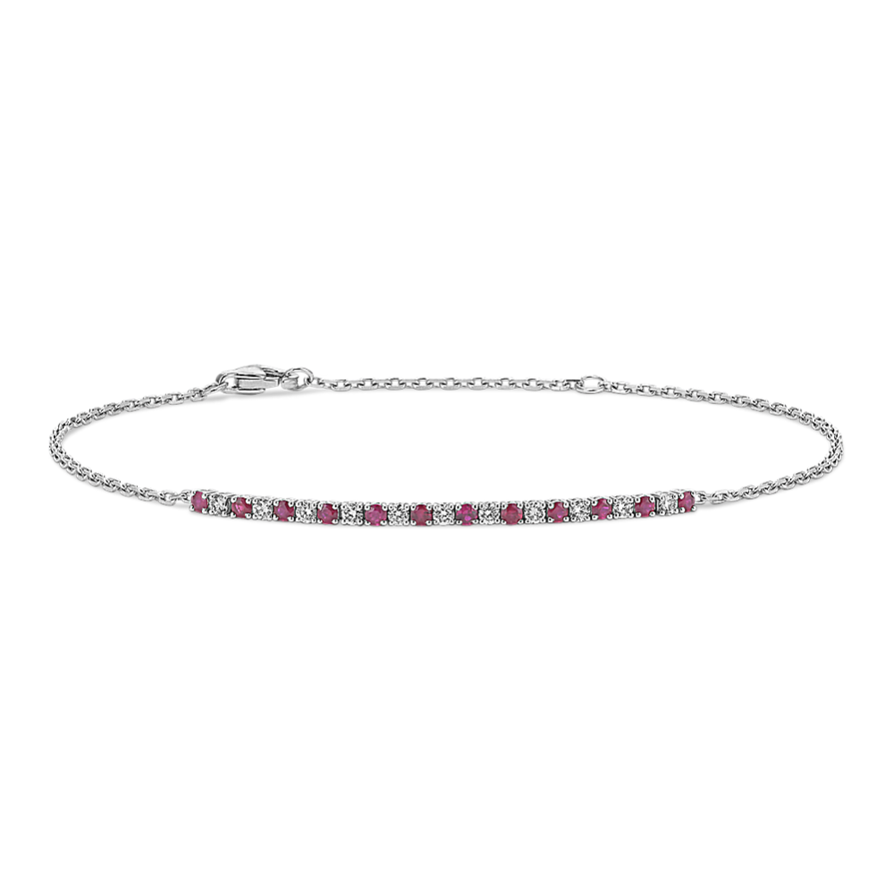 Ruby & Diamond Half Tennis Bracelet