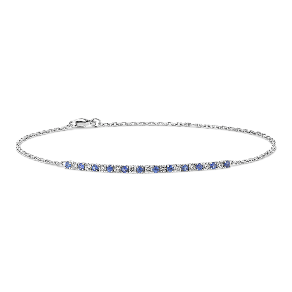 Sapphire & Diamond Half Tennis Bracelet