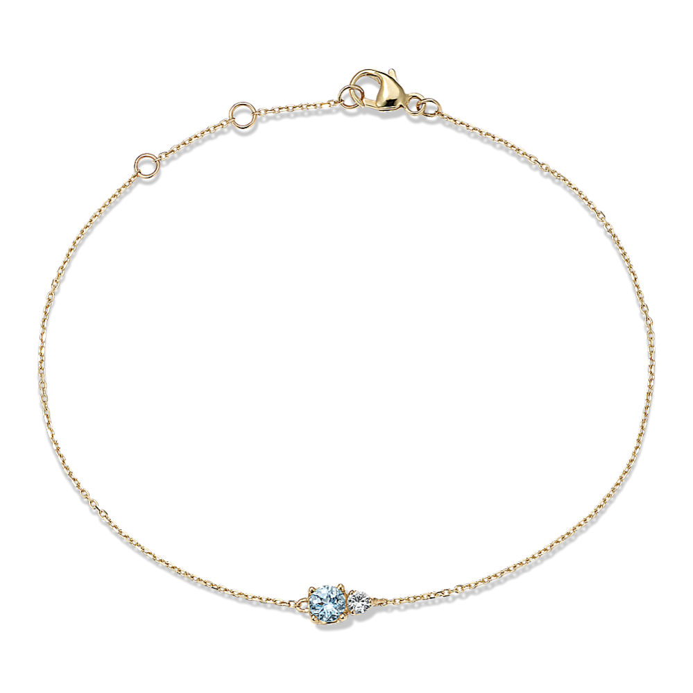 Toi et Moi Aquamarine & White Sapphire Bracelet
