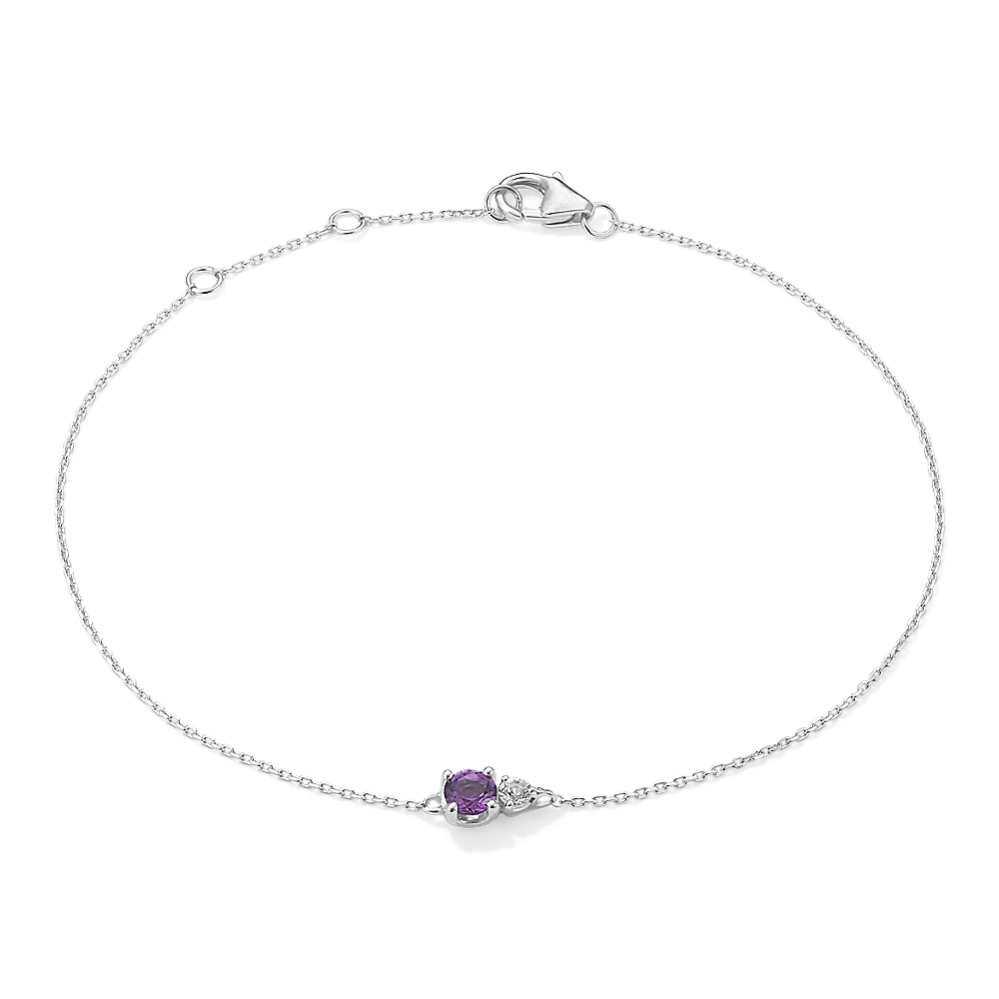 Toi et Moi Amethyst & White Sapphire Bracelet