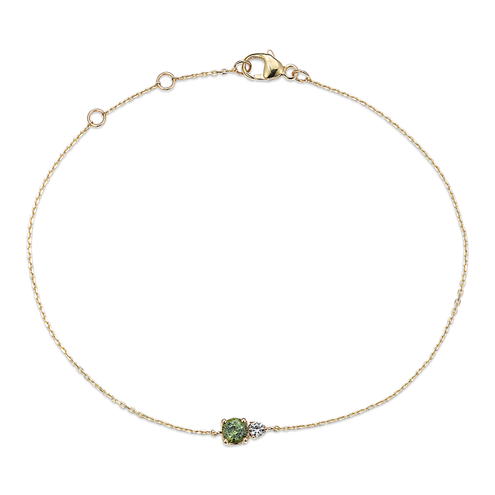 Toi et Moi Green & White Sapphire Bracelet