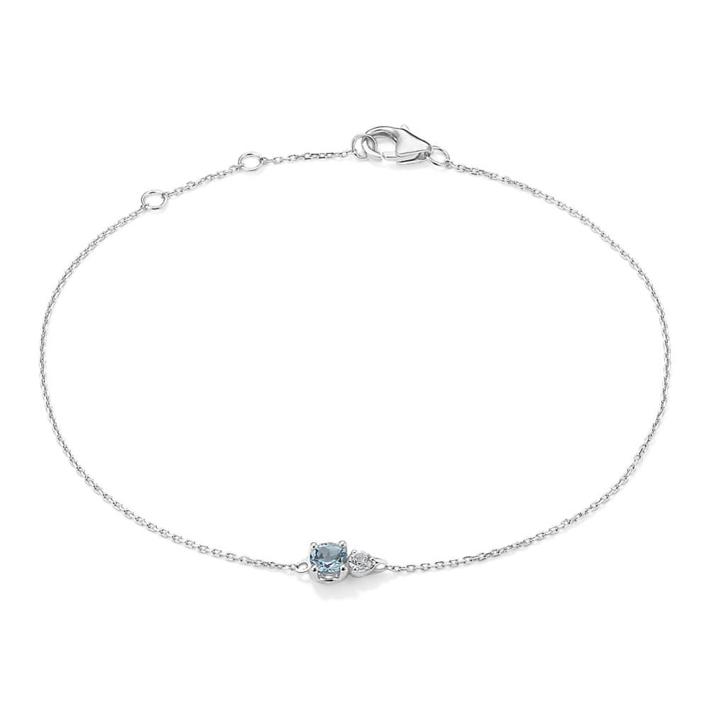 Toi et Moi Aquamarine & White Sapphire Bracelet