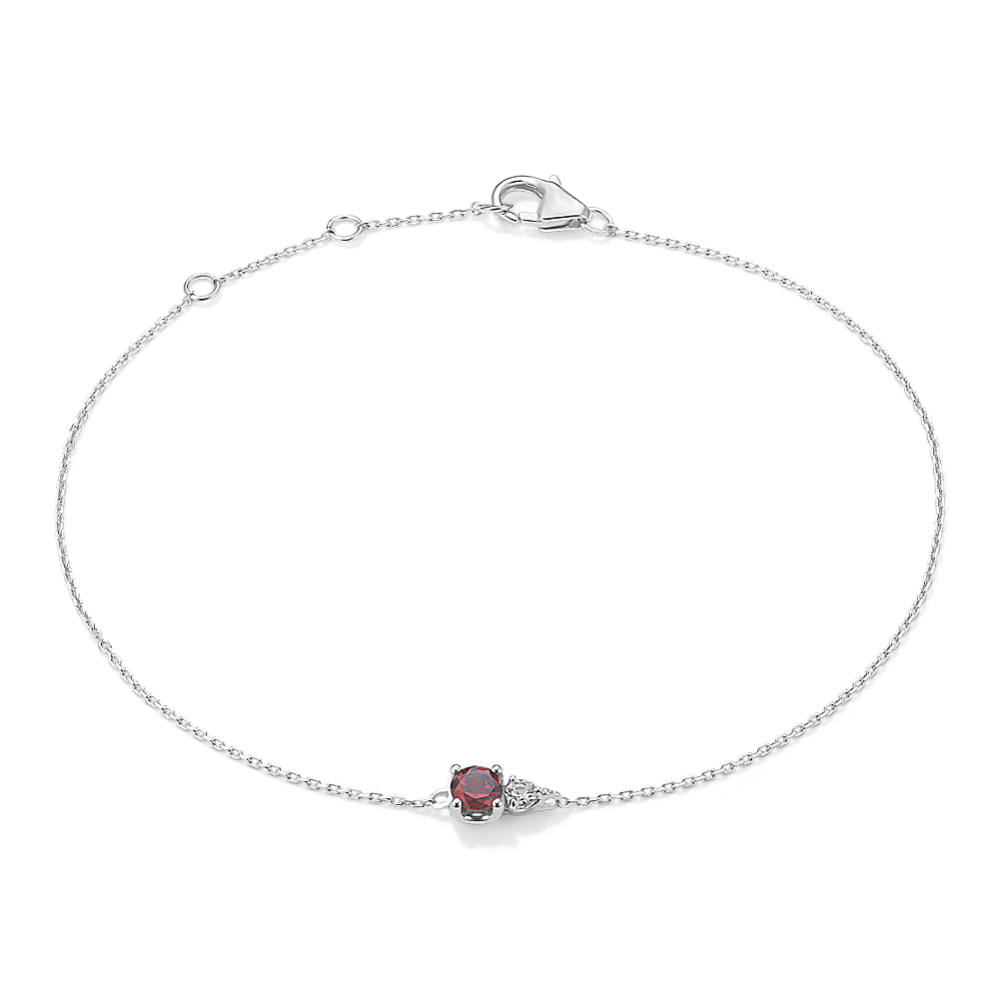 Toi et Moi Garnet & White Sapphire Bracelet