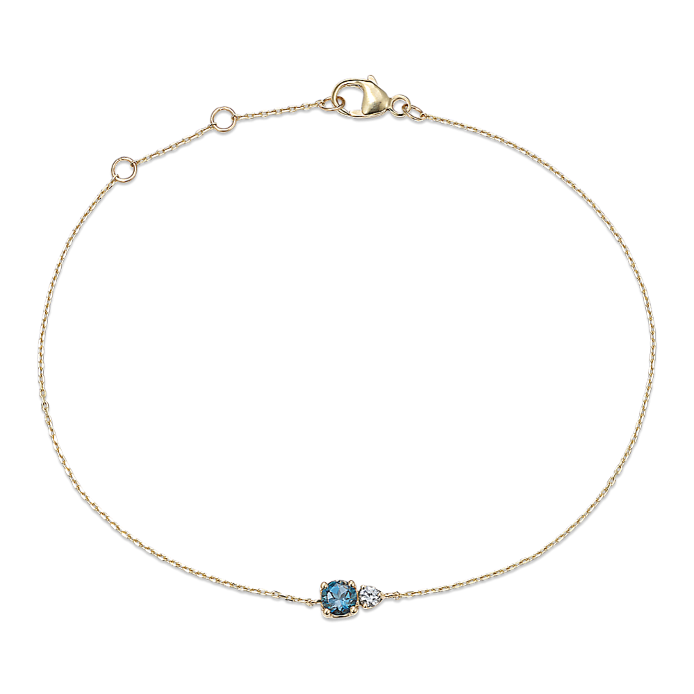 Toi et Moi Blue Topaz & White Sapphire Bracelet