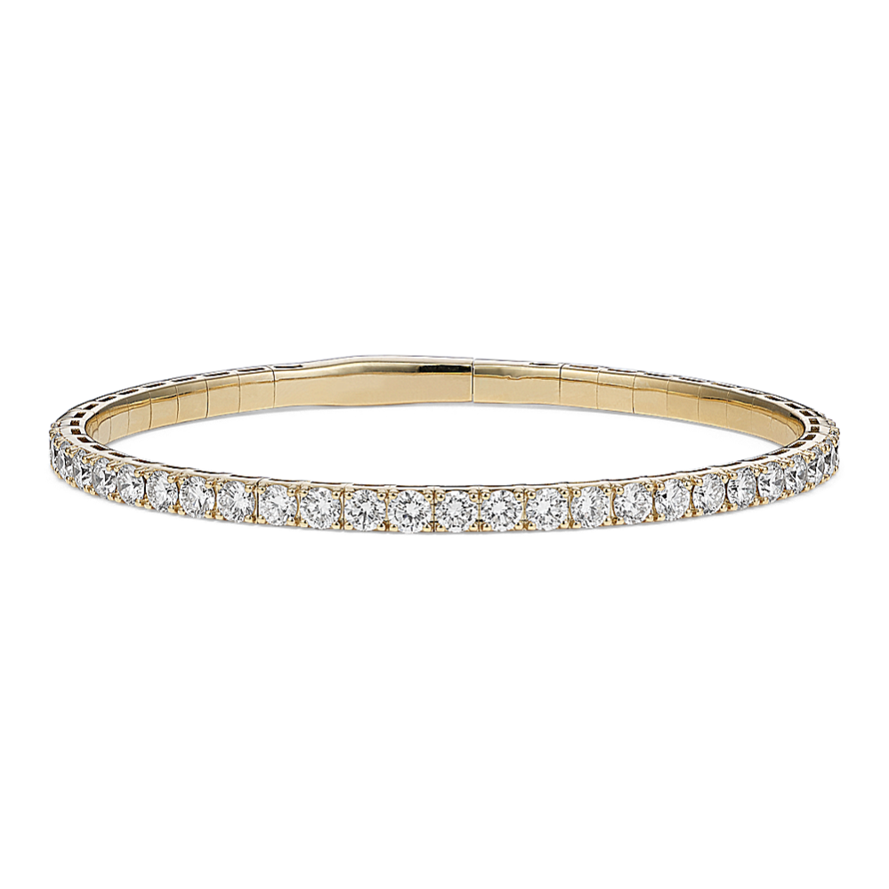Flexible 4 tcw Lab-Grown Diamond Bangle Bracelet in Yellow Gold