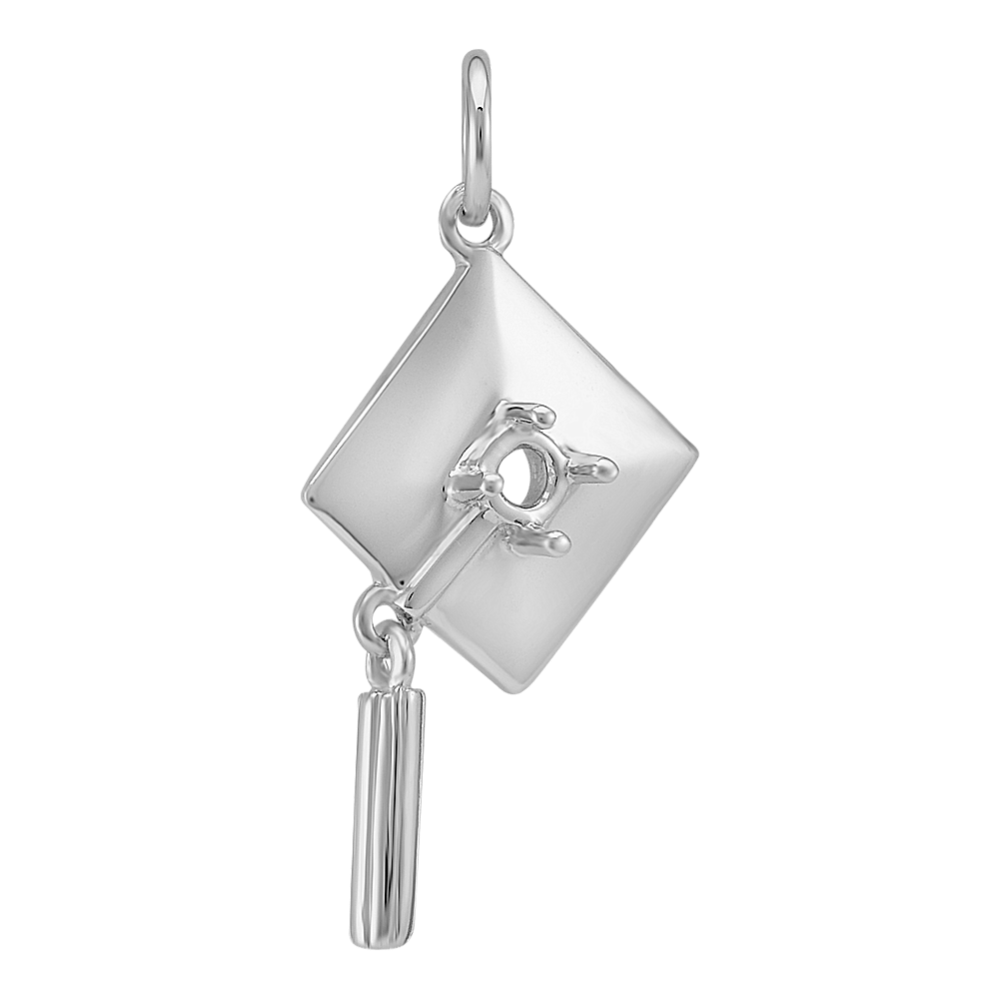 14k White Gold Graduation Cap Charm