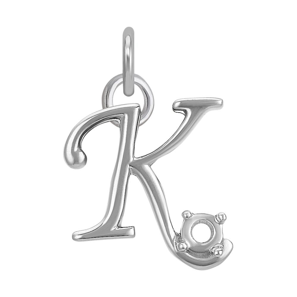 14k White Gold Letter K Charm