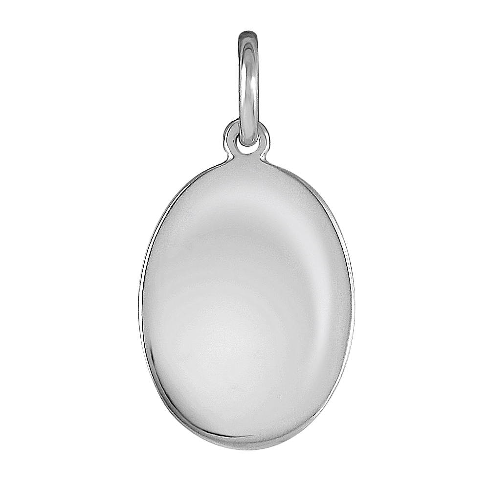 14k White Gold Oval Charm Shane Co.