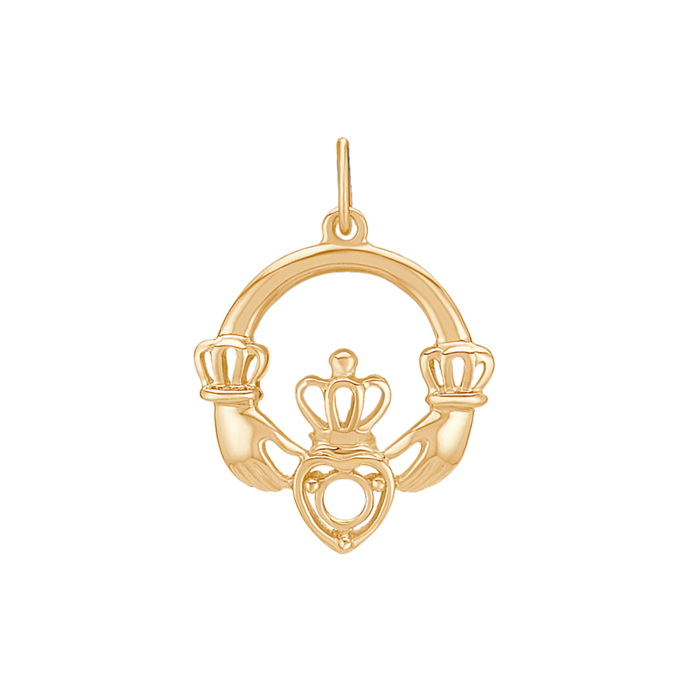 14k Yellow Gold Claddagh Charm