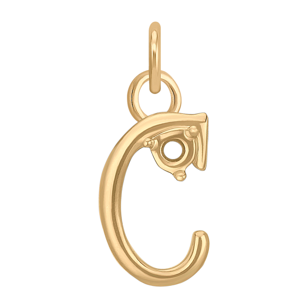 14k Yellow Gold Letter C Charm
