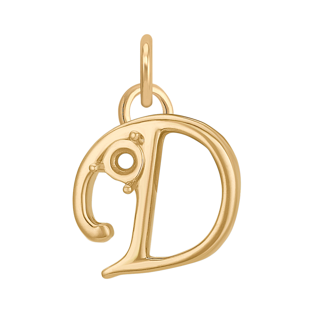 14k Yellow Gold Letter D Charm