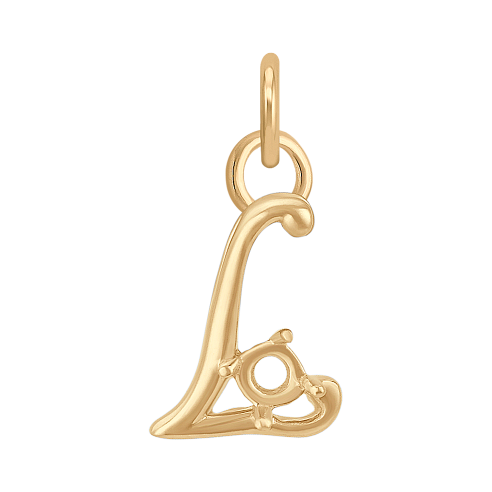14k Yellow Gold Letter L Charm