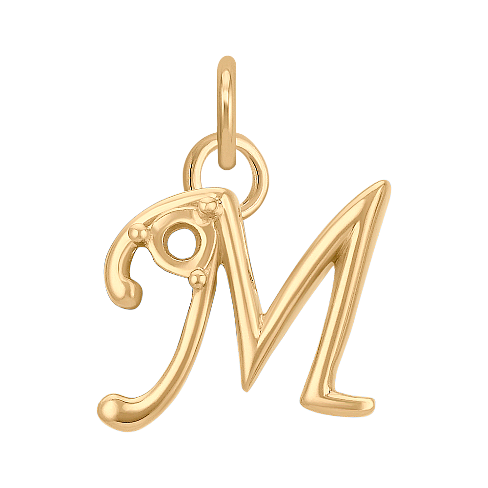 14k Yellow Gold Letter M Charm Shane Co.