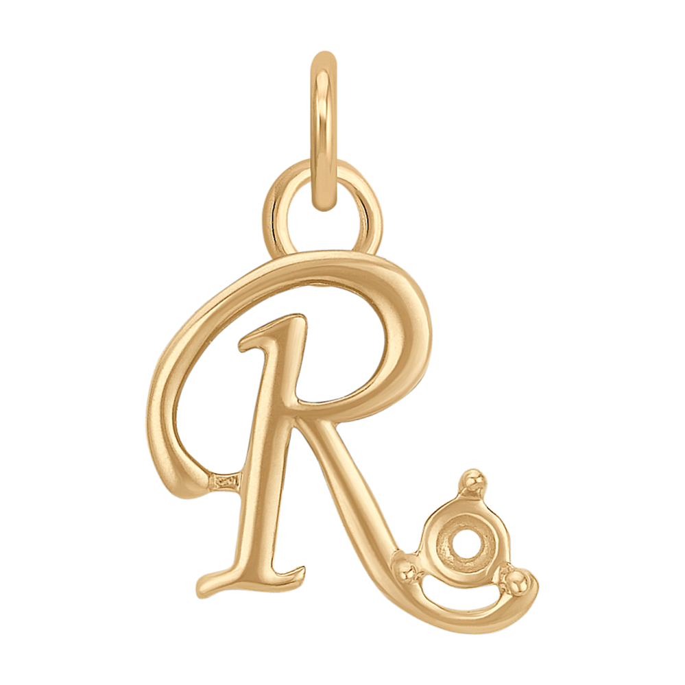 14k Yellow Gold Letter R Charm