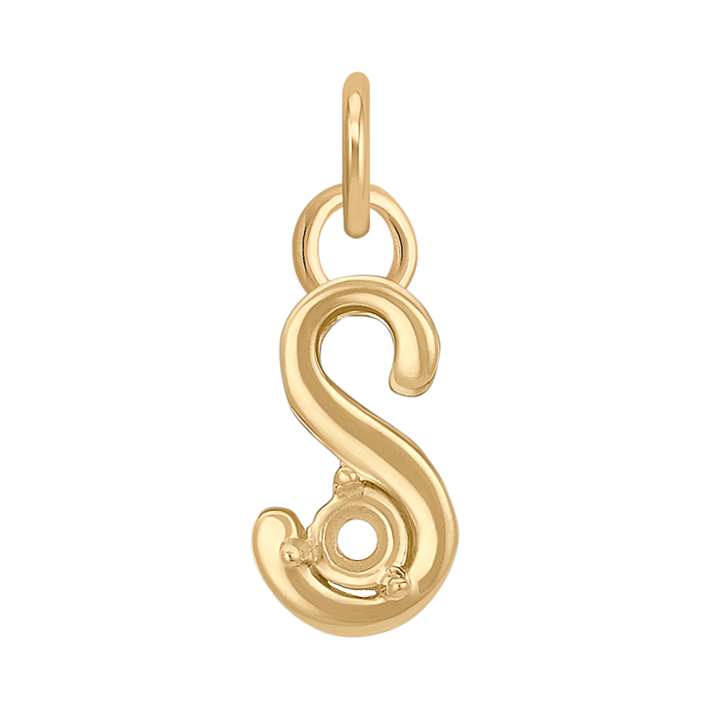 14k Yellow Gold Letter S Charm