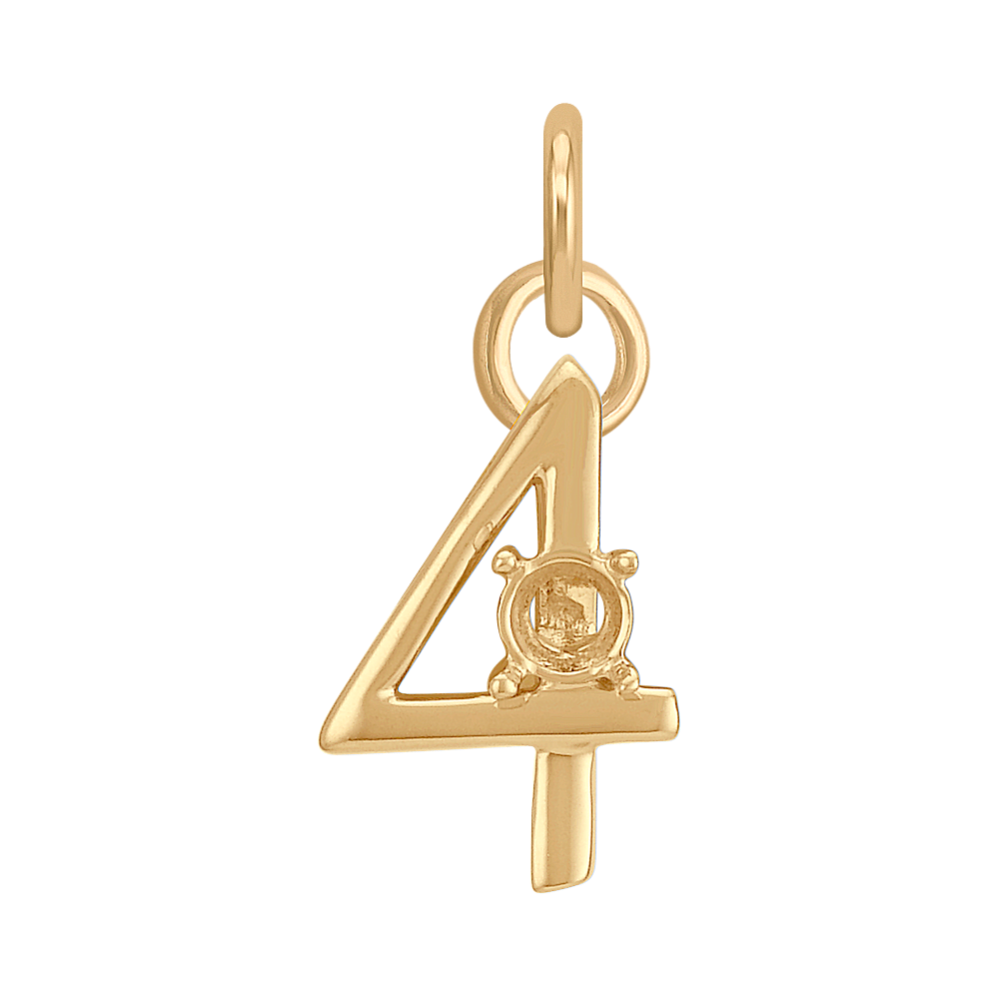 14k Yellow Gold Number 4 Charm