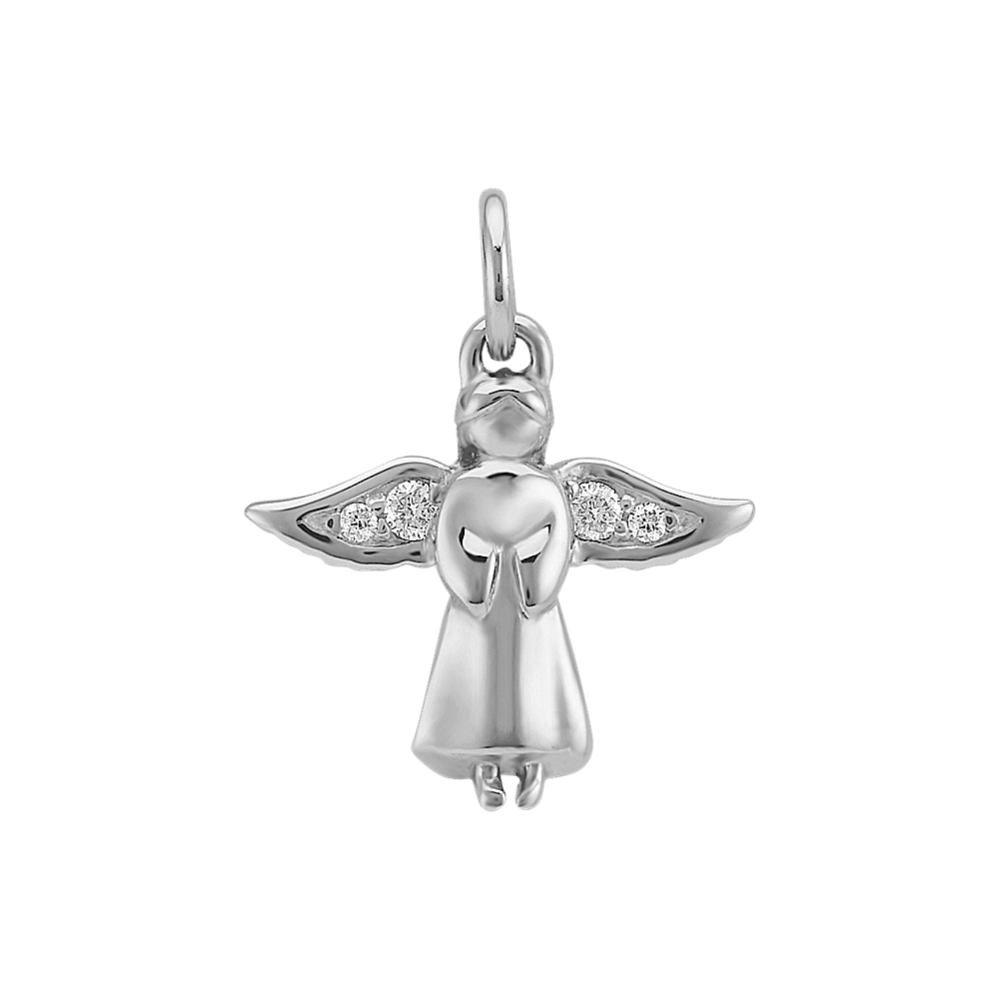 Round Diamond Angel Charm