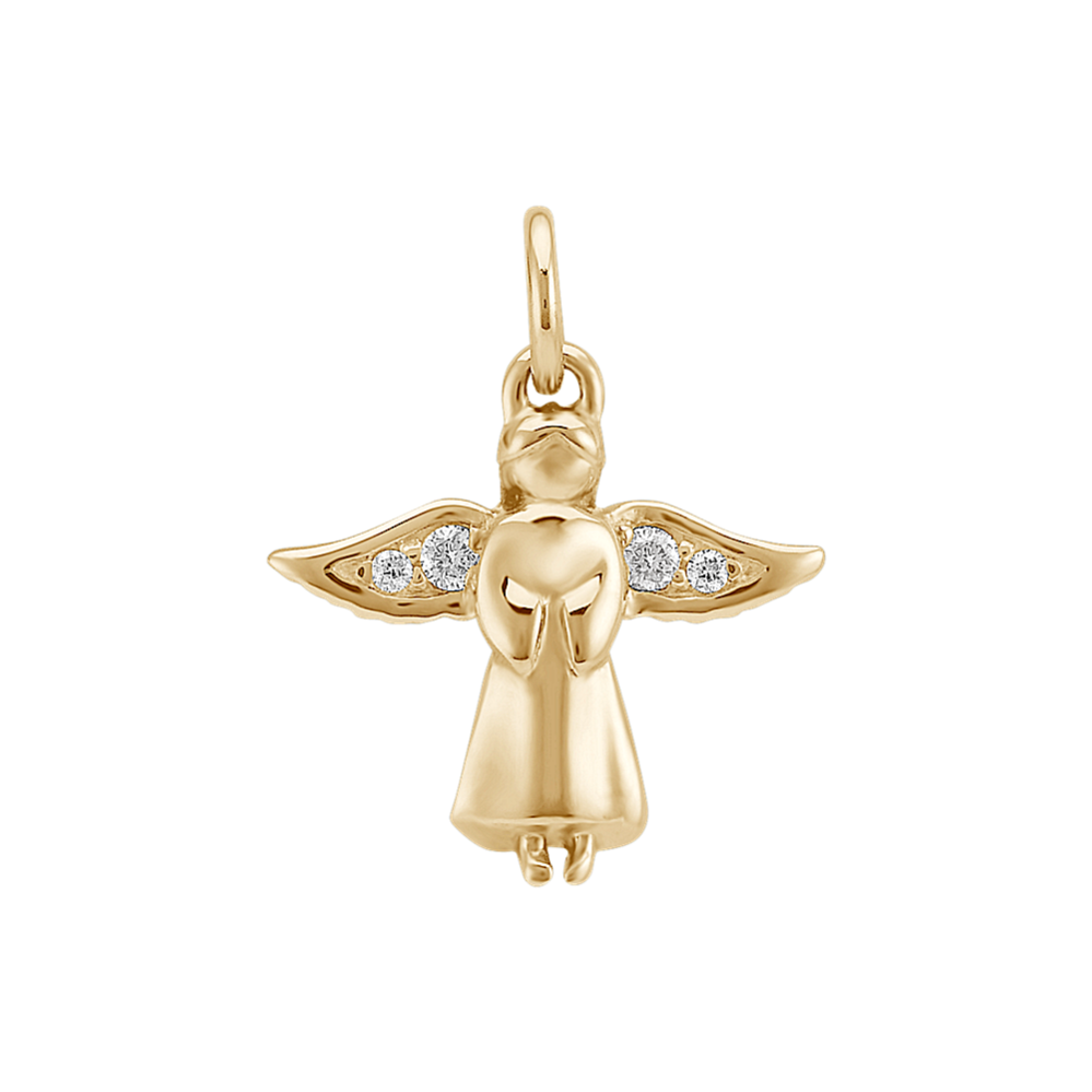 Round Diamond Angel Charm