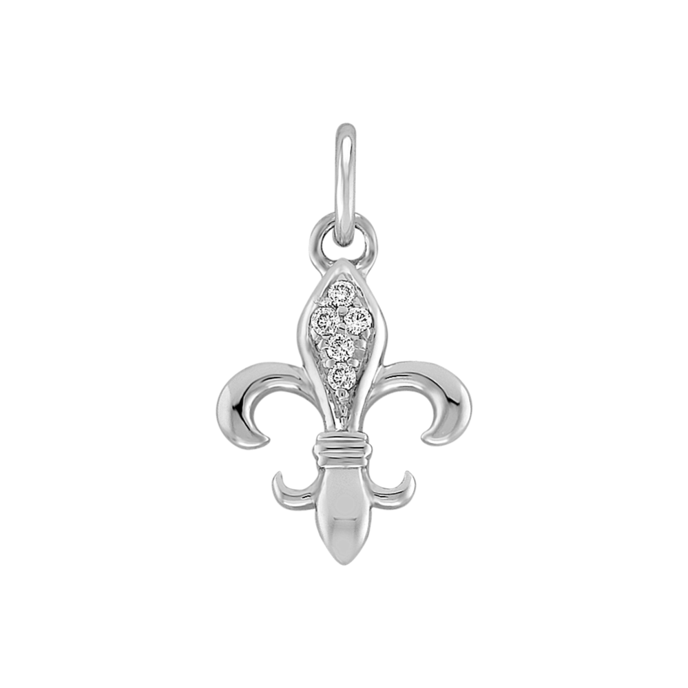 Round Diamond Fleur De Lis Charm