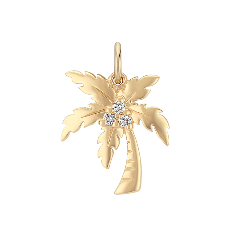 Round Diamond Palm Tree Charm