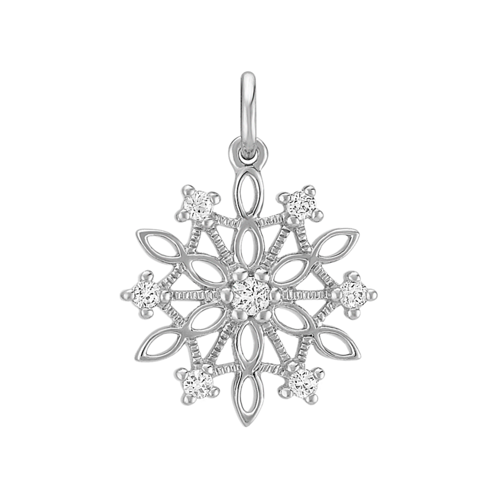 Round White Sapphire Snowflake Charm