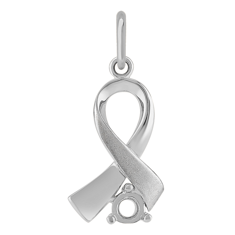 White Gold Awareness Ribbon Charm