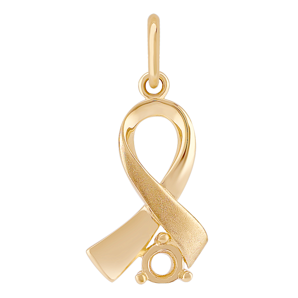 Yellow Gold Awareness Ribbon Charm