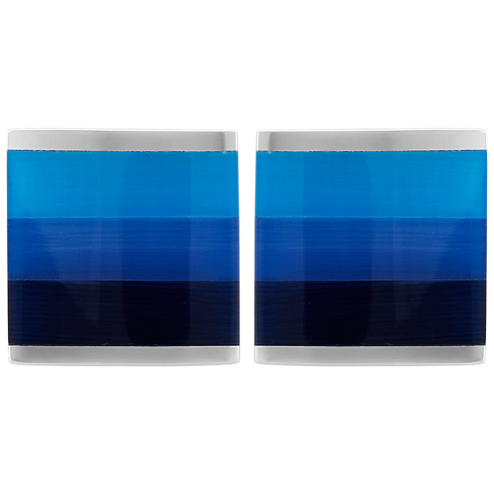 Blue Mother-of-Pearl Cuff Links in Sterling Silver