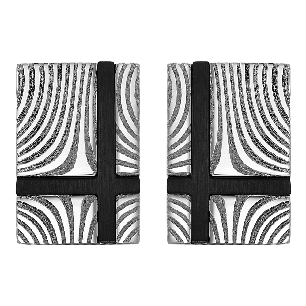 Modern Textured Stainless Steel Cuff Links