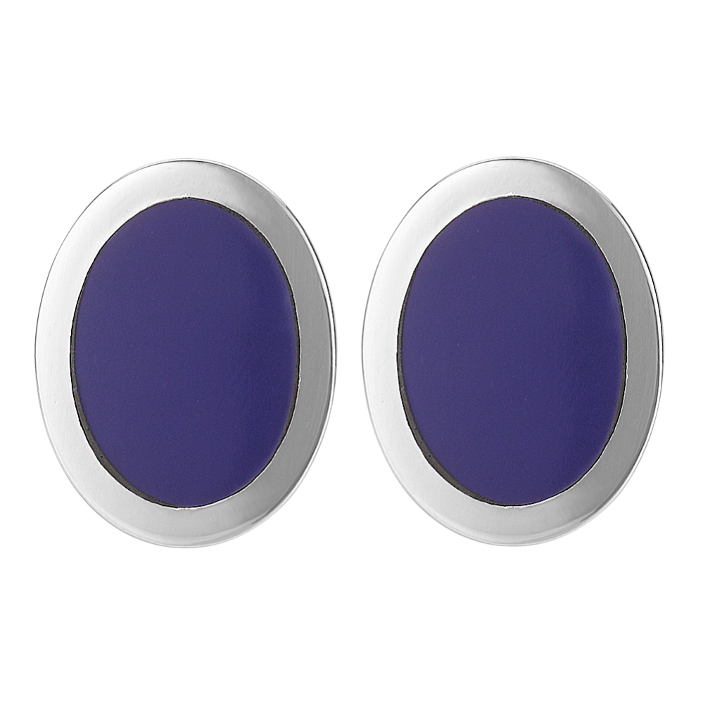 Oval Lapis Cuff Links in Sterling Silver