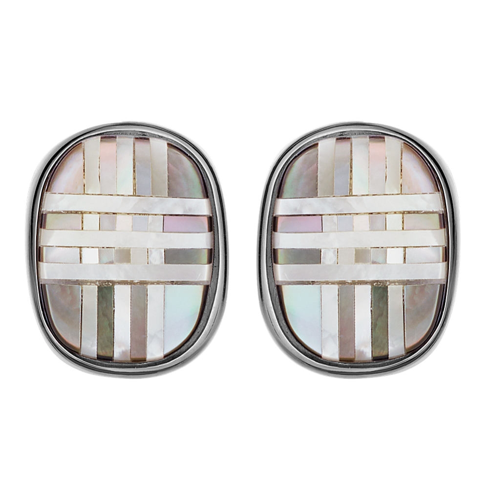 Stainless Steel and Mother of Pearl Cuff Links